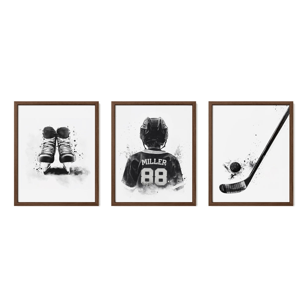 Monochrome Hockey Wall Art Set