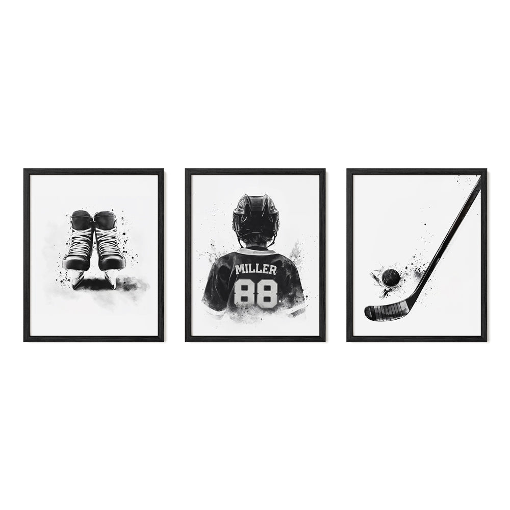 Monochrome Hockey Wall Art Set