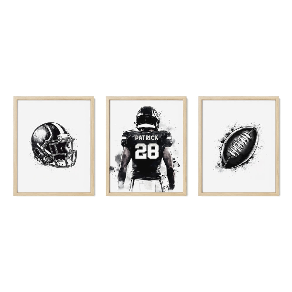 Monochrome Football Wall Art Set