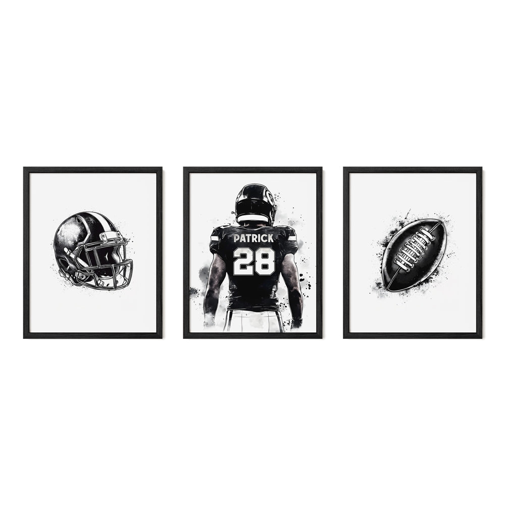 Monochrome Football Wall Art Set