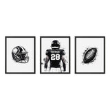 Monochrome Football Wall Art Set