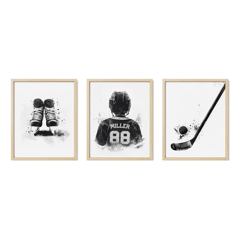 Monochrome Hockey Wall Art Set