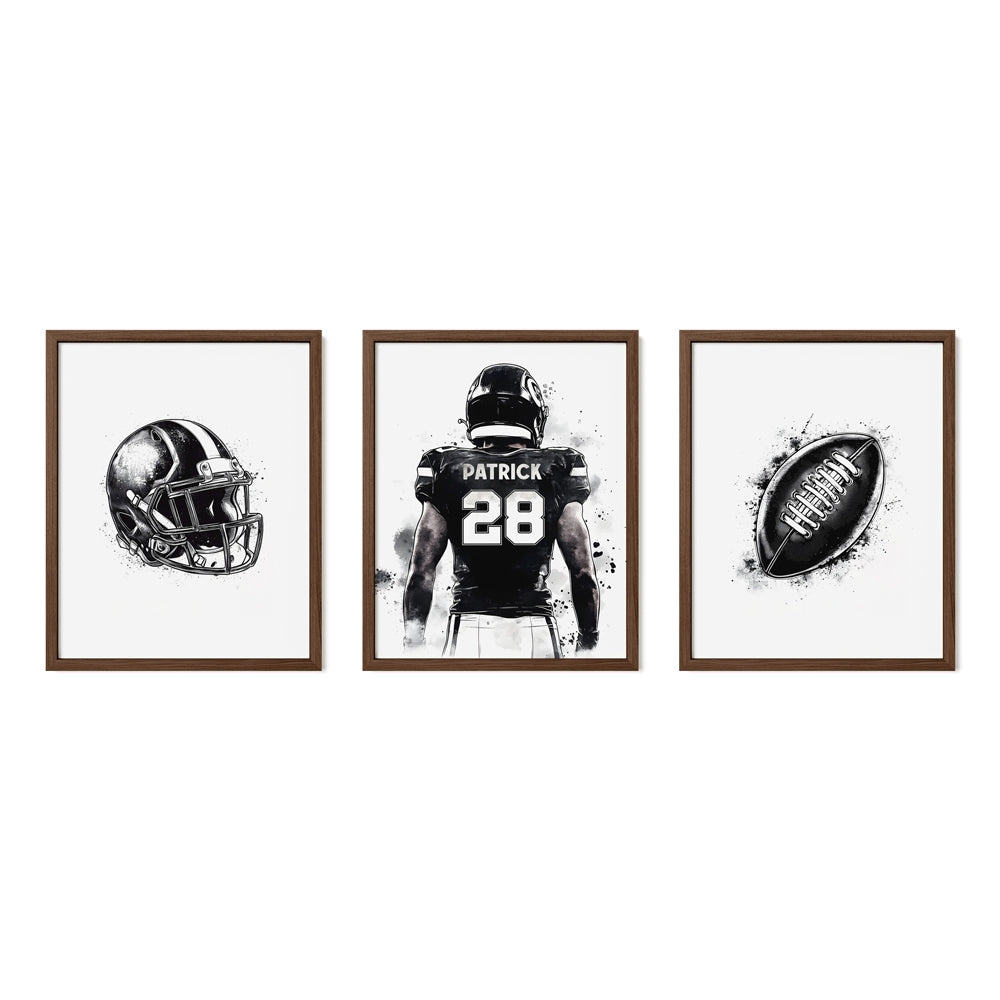 Monochrome Football Wall Art Set