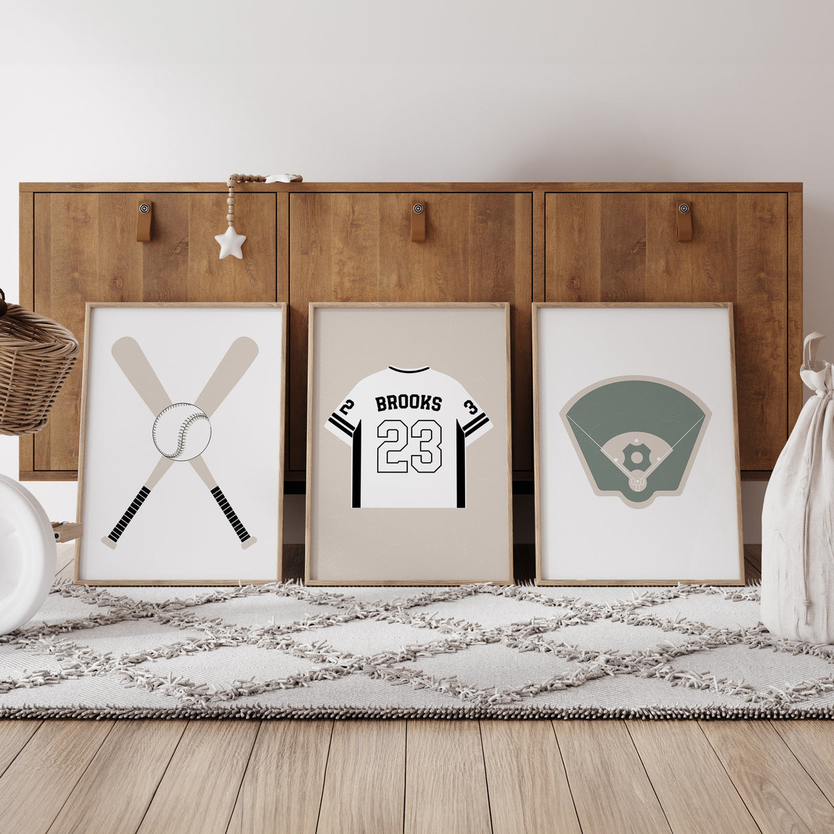 Personalized Baseball Wall Art – Custom Name & Number