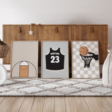 Basketball Oatmeal and Light Gray - Set of 3 Posters