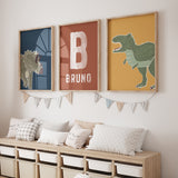 T-Rex & Triceratops Watercolor - Set of 3 Posters