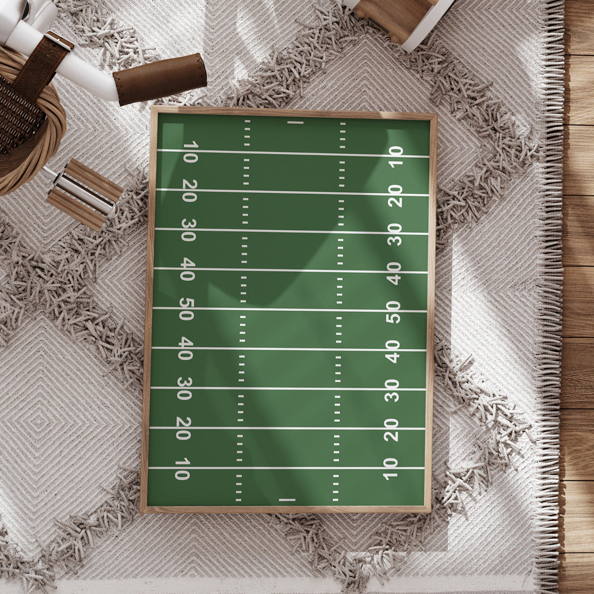 Football Field Wall Art – Minimalist Green Background