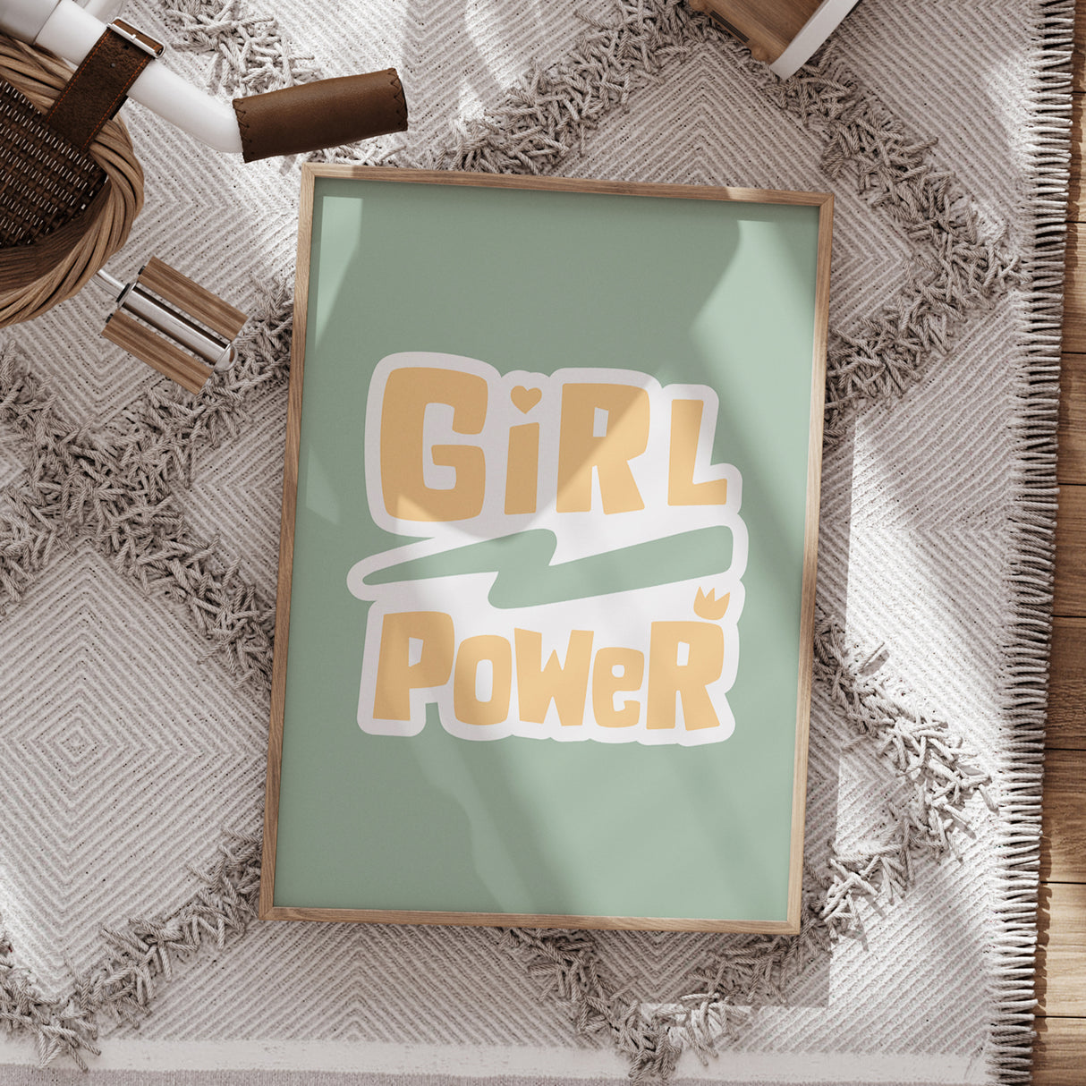 Girl Power Wall Art – Aloe Vera Green Background