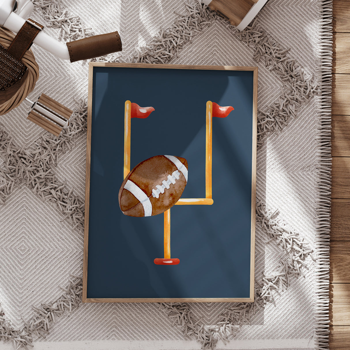 Football Goalpost Wall Art – Faded Navy Background