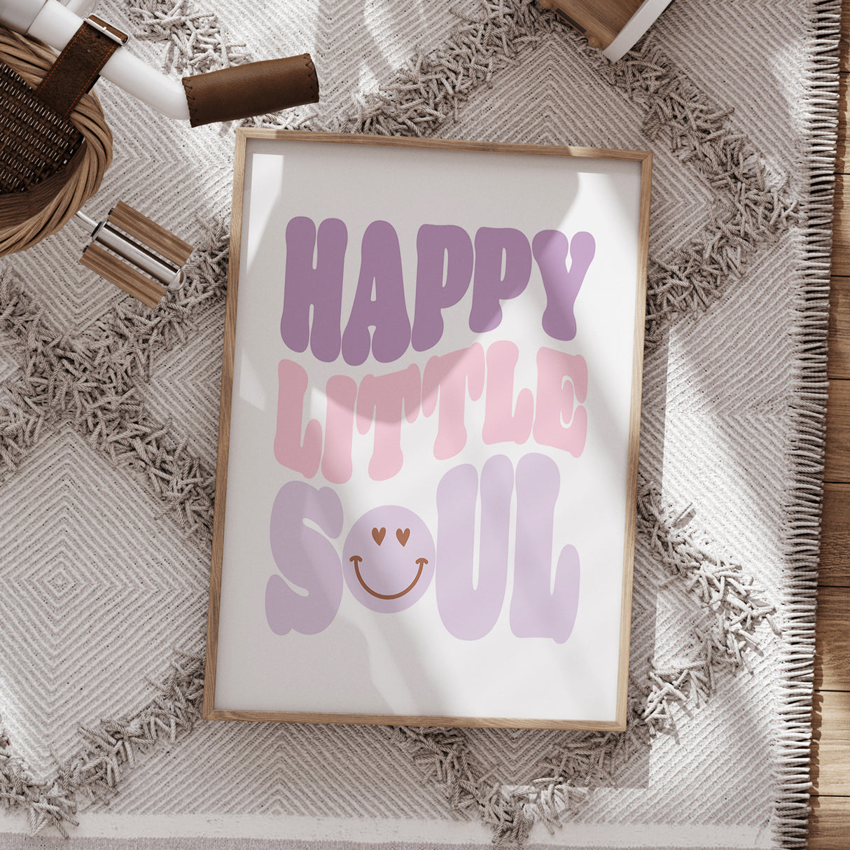 Happy Little Soul Wall Art – Purple and Pink Pastel Typography