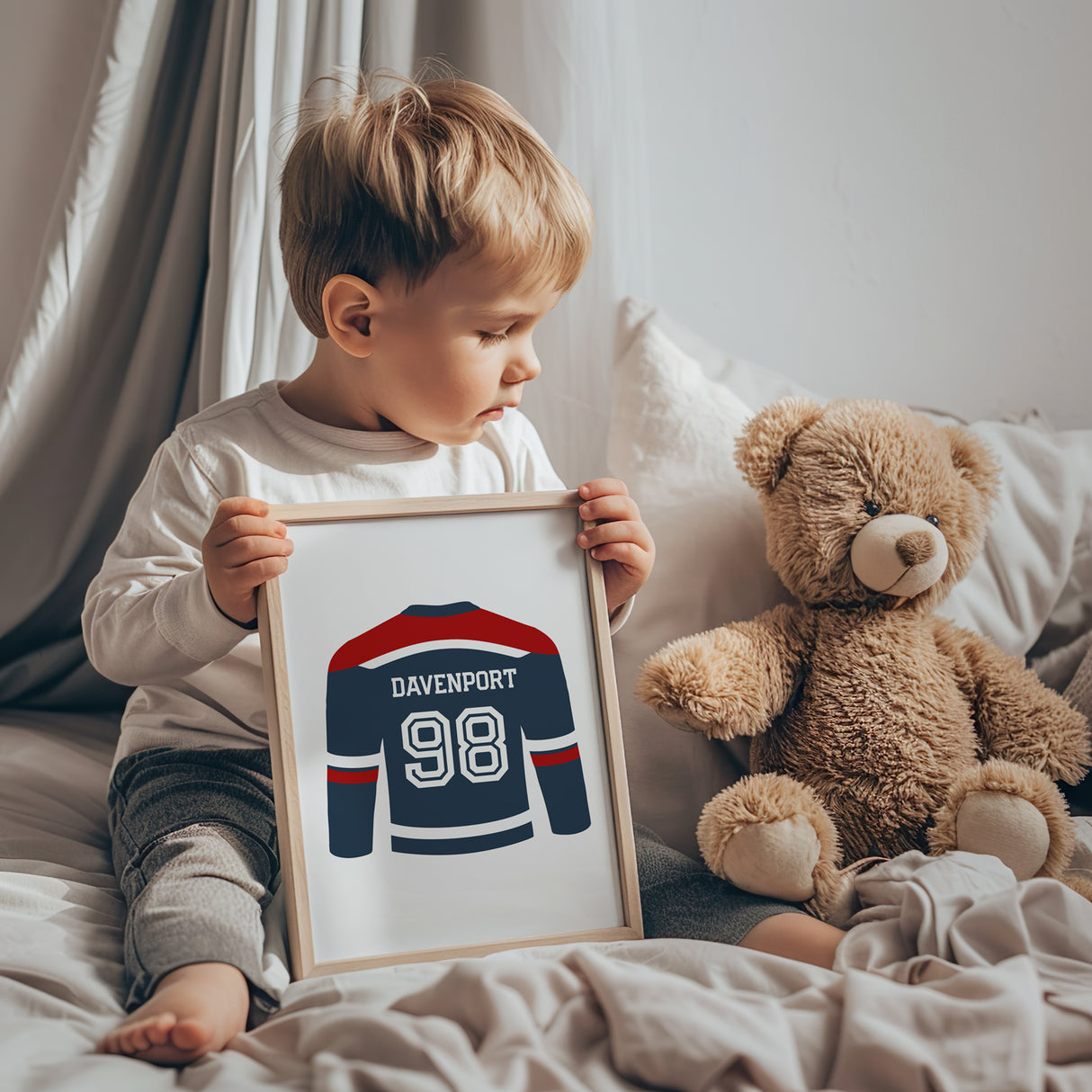 Hockey Faded Navy And Red - Set of 3 Posters