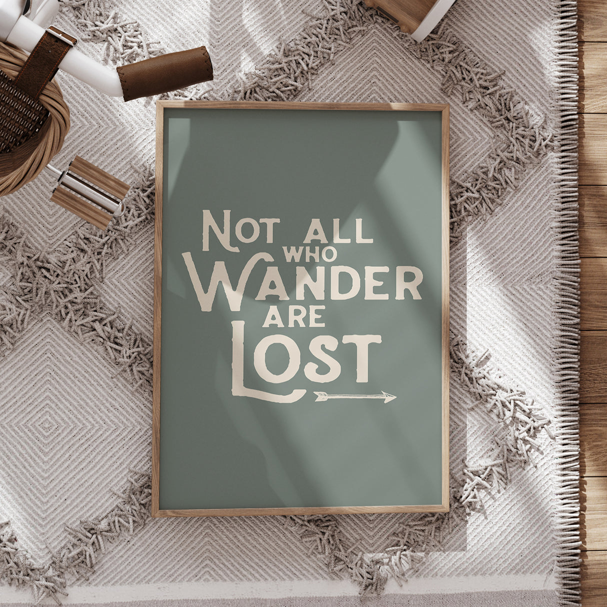 Not All Who Wander Are Lost Wall Art – Adventure-Inspired Decor in Muted Green