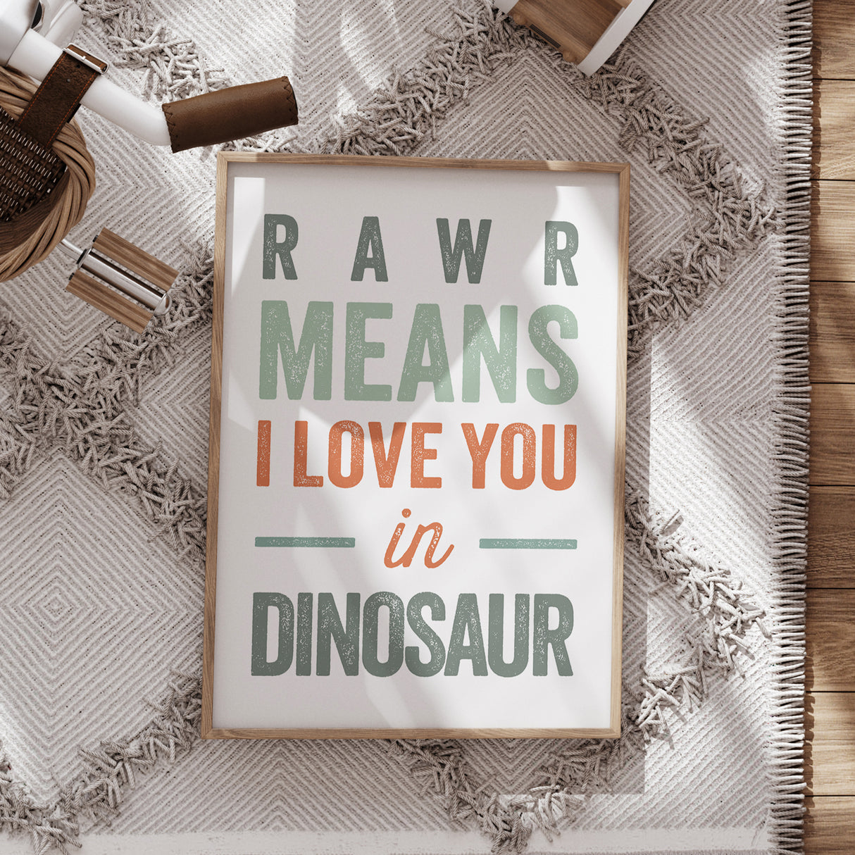 RAWR Means I Love You Dinosaur Art Print – Bold Typography