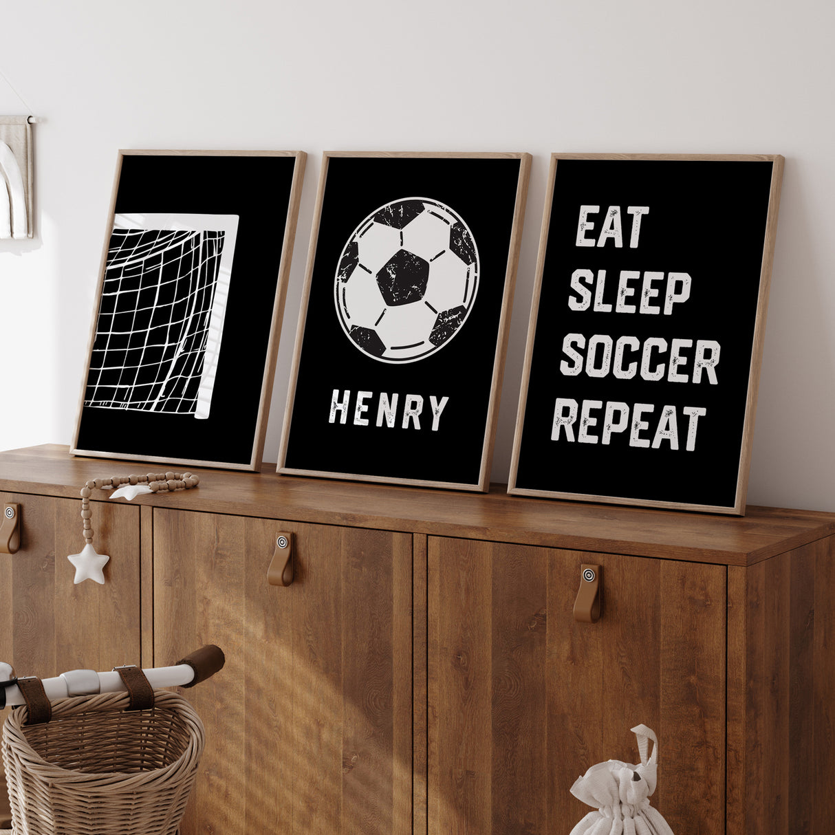 Soccer Black - Set of 3 Posters