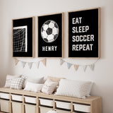 Soccer Black - Set of 3 Posters