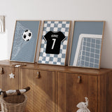 Soccer Bluish - Set of 3 Posters