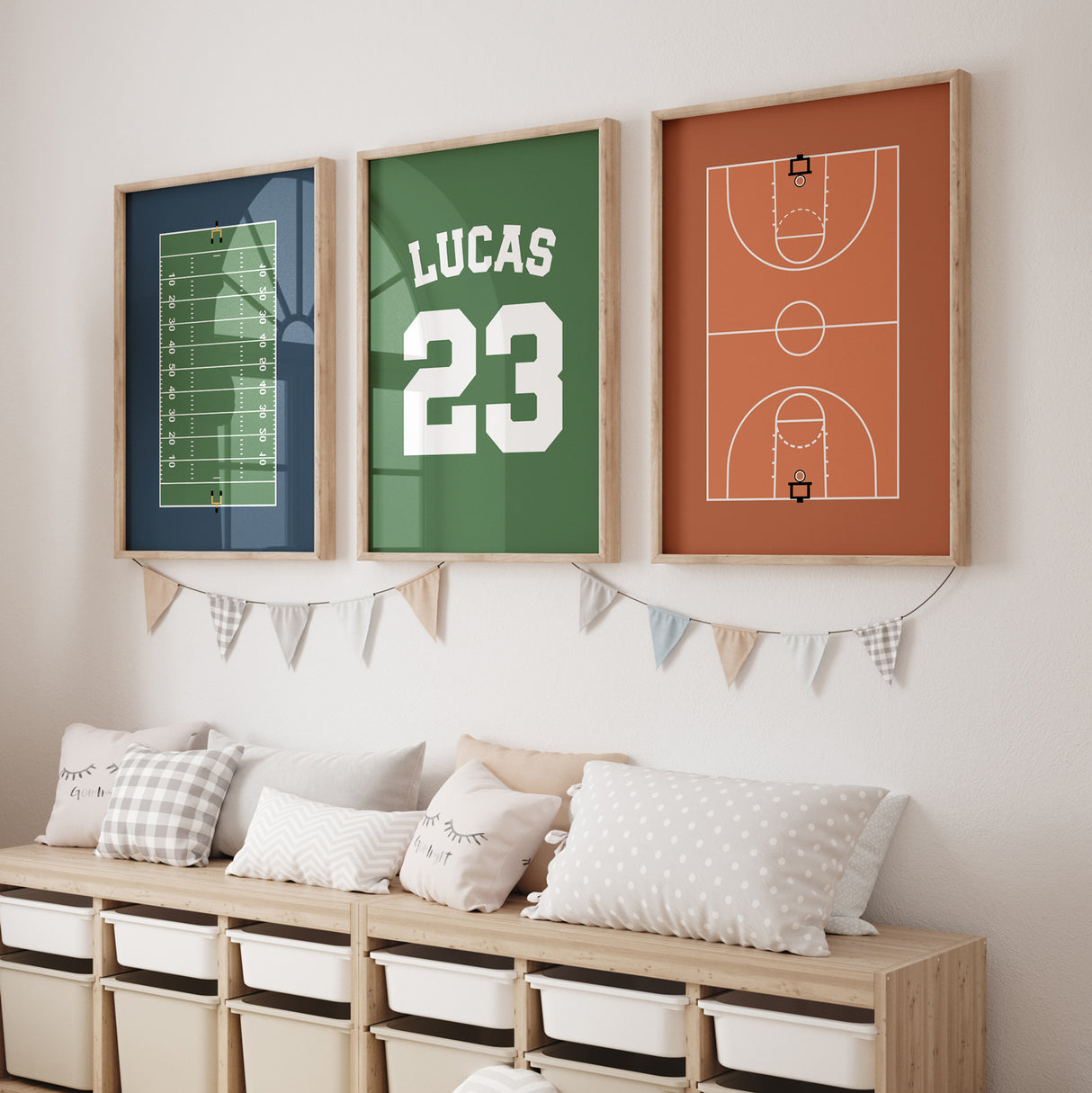 Football Field & Basketball Court - Set of 3 Posters