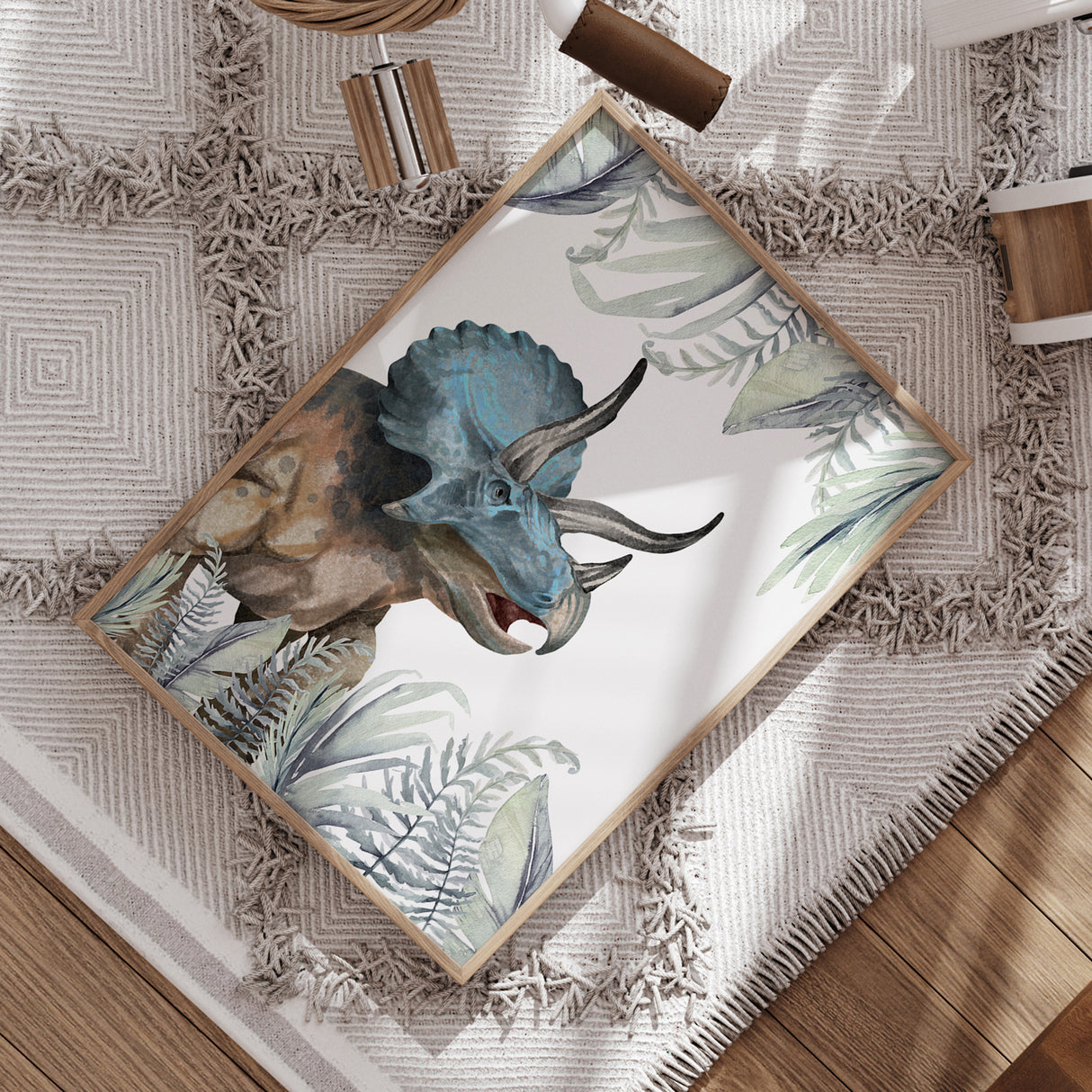 Triceratops & T-Rex Watercolor - Set of 3 Posters