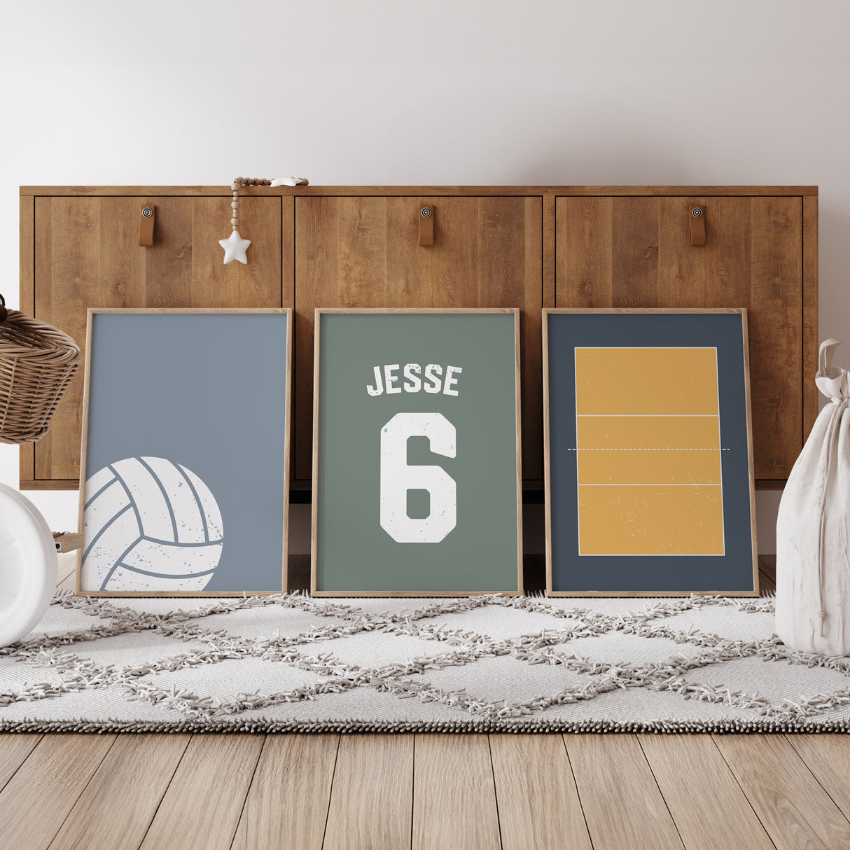 Set of 3 Volleyball Themed Wall Art - Personalized with Name and Number