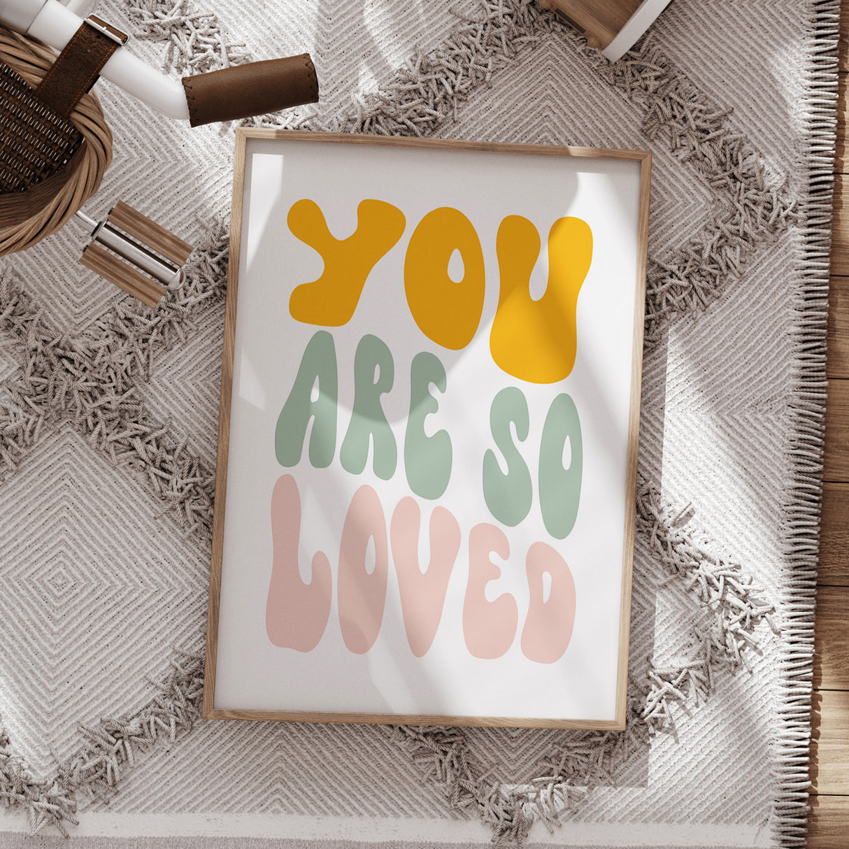 You Are So Loved Groovy Nursery Wall Art – Playful Pastel Print