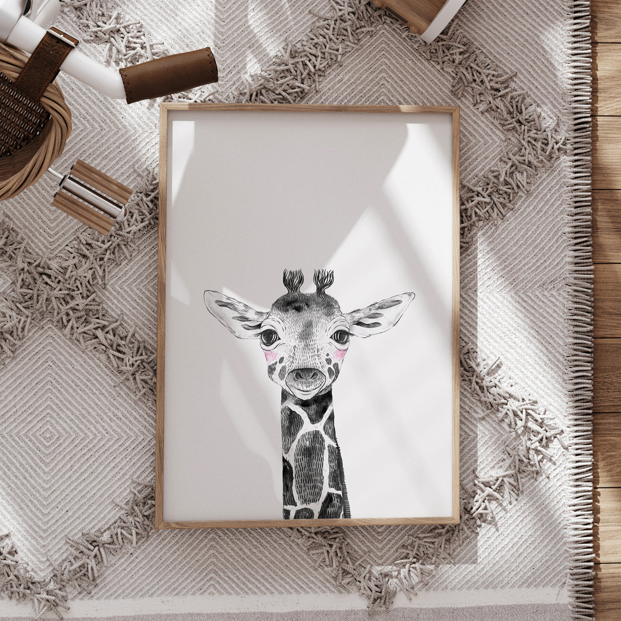 Baby Giraffe Nursery Print – Safari Animal Wall Art for Kids' Room