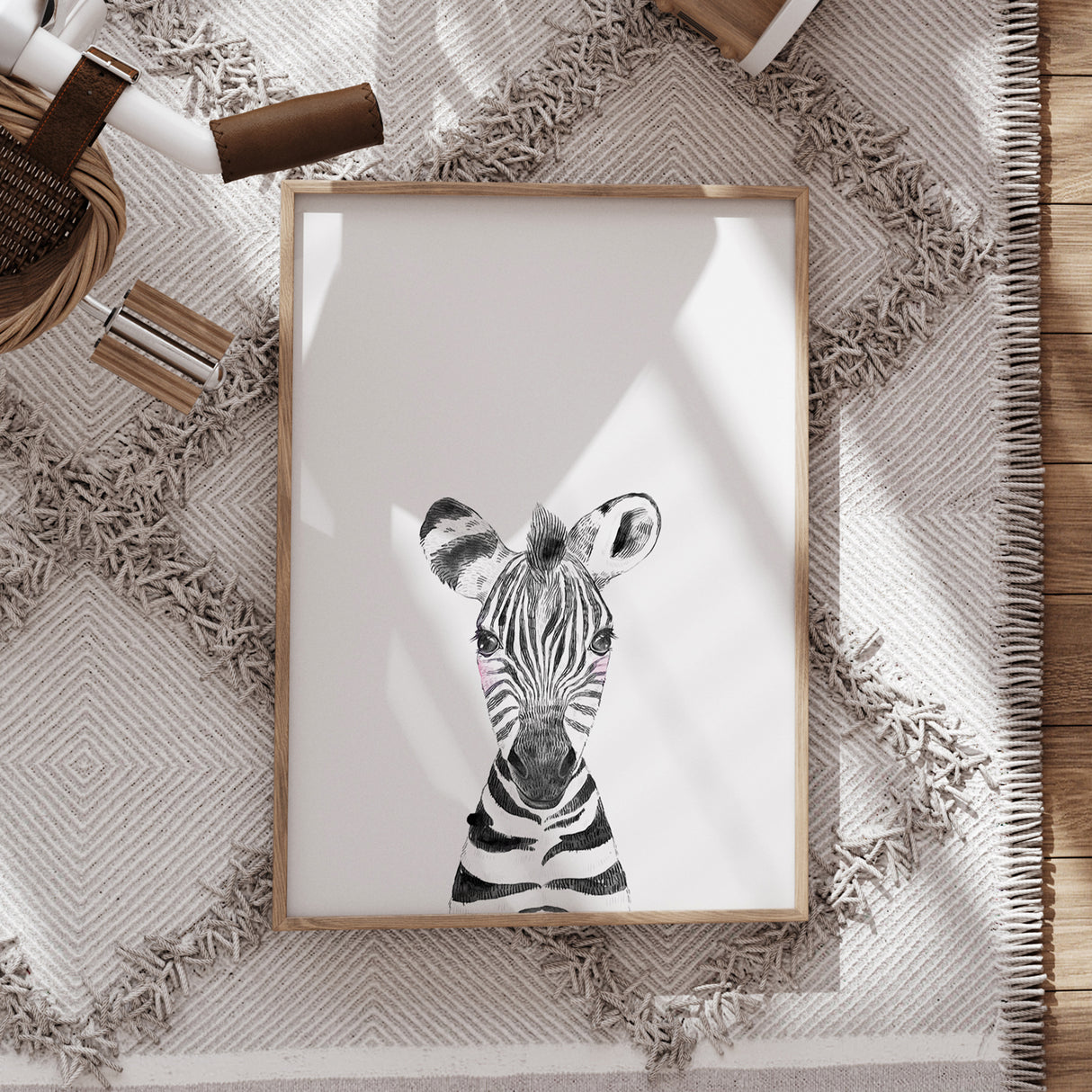 Baby Zebra Nursery Print – Safari Animal Wall Art for Kids' Room