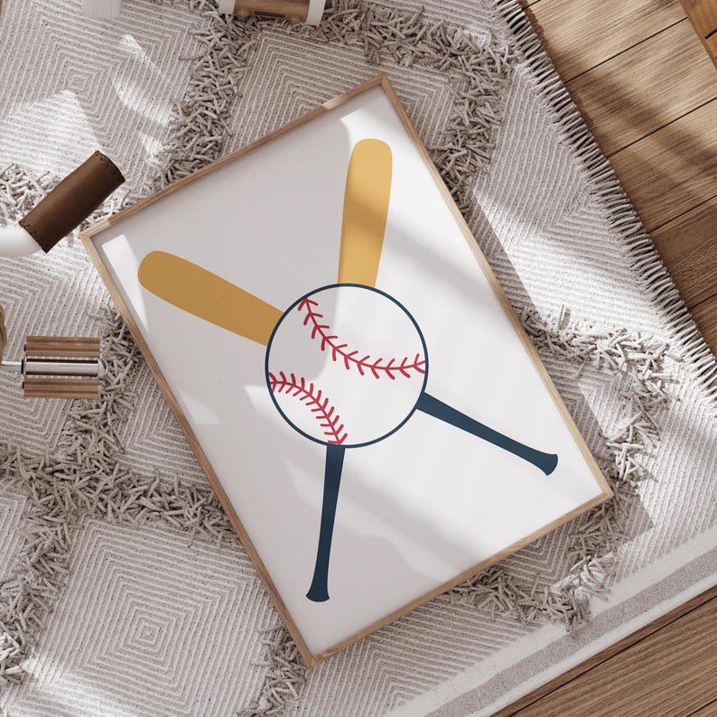 Baseball Wall Art – Bat and Ball Design