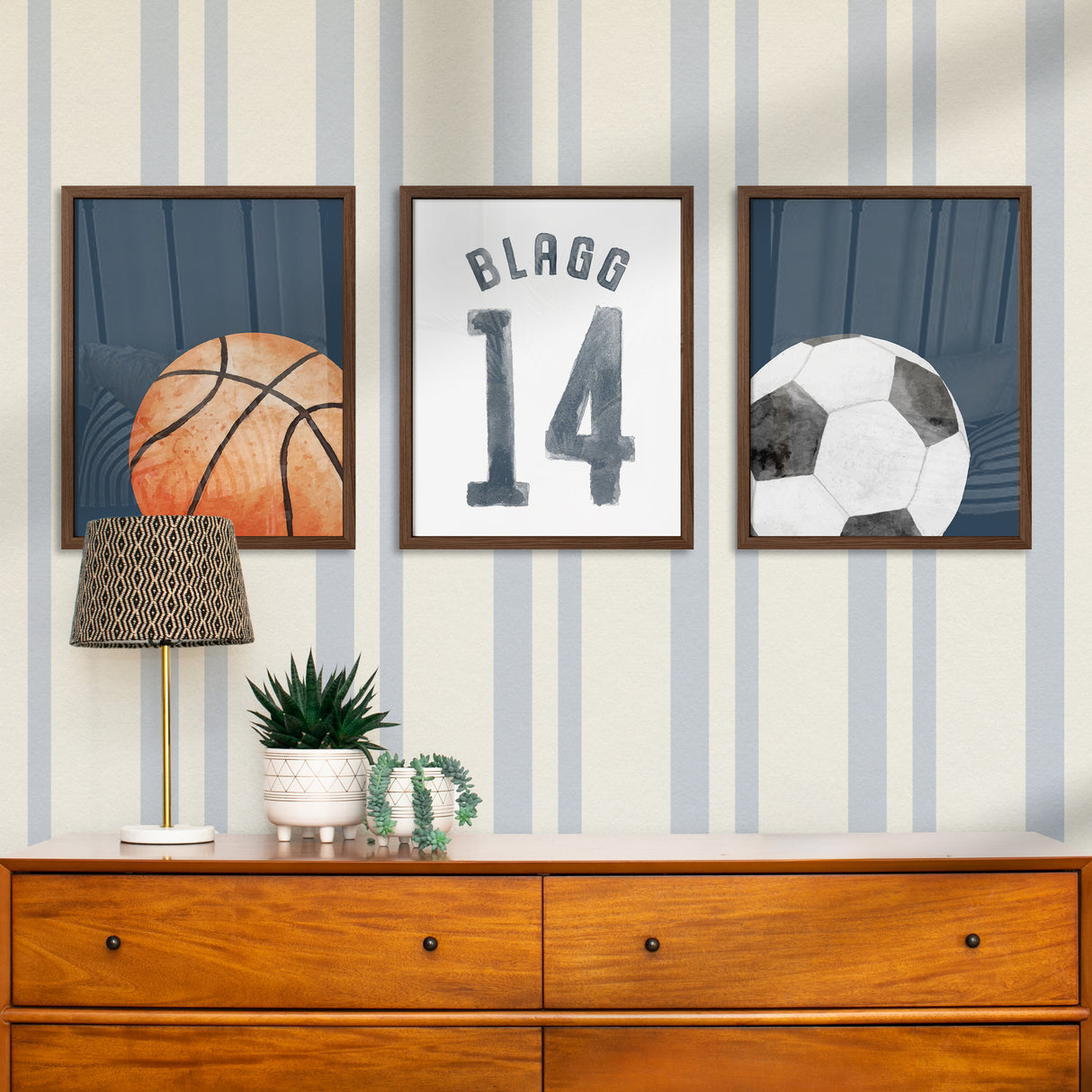 Personalized Sports Balls Wall Art Set