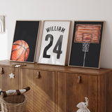 Basketball Watercolor SW Tricorn Black - Set of 3 Posters