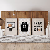 Basketball Oatmeal&Black - Set of 3 Posters