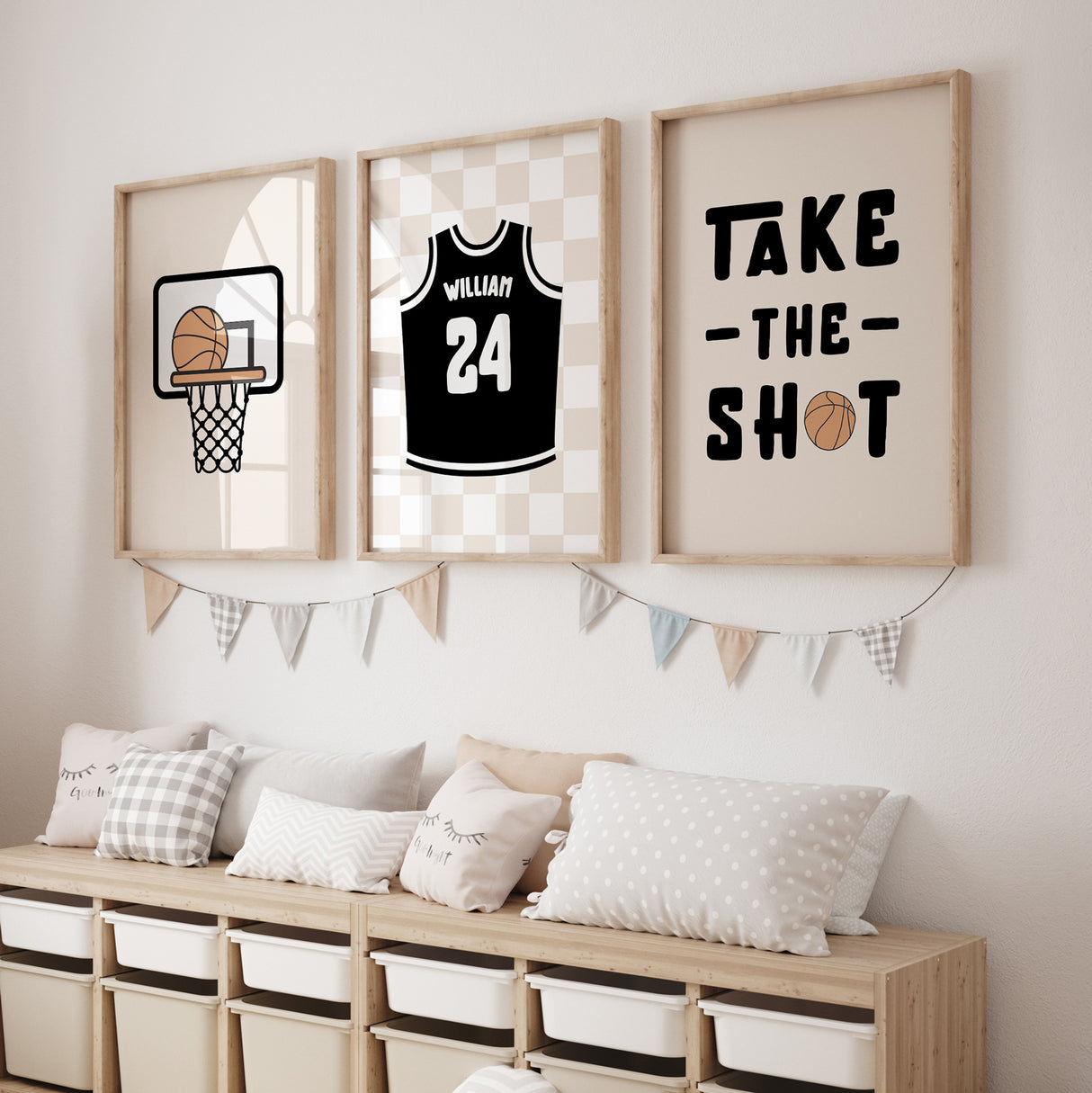 Basketball Oatmeal&Black - Set of 3 Posters