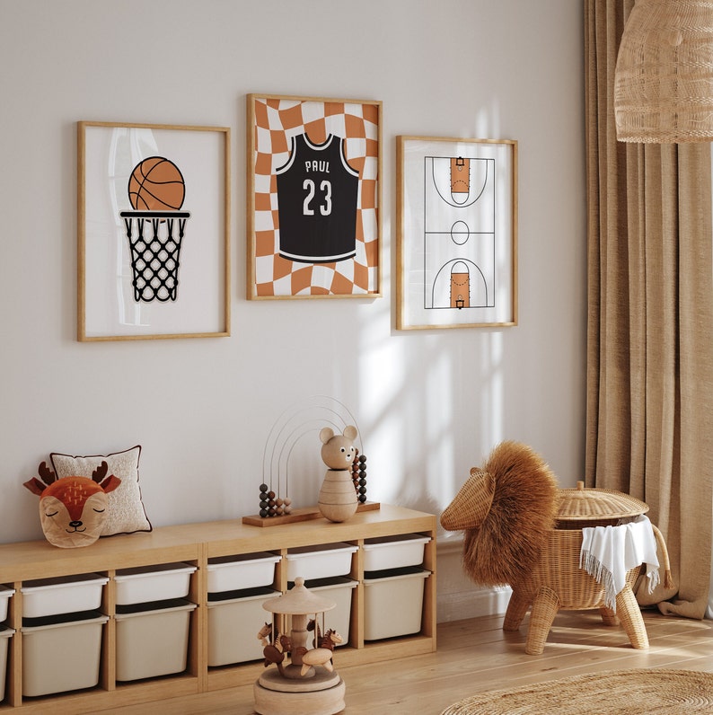 Basketball Checkerboard Pattern - Set of 3 Posters