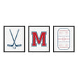 Bold Hockey Wall Art Set – Monogram, Sticks & Rink Print - threeowlsnook