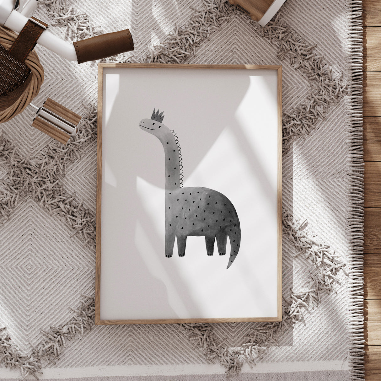 Watercolor Brontosaurus Wall Art – Cute Dinosaur Print