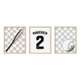 Checkered Baseball Wall Art – Custom Jersey, Bat & Ball Prints - threeowlsnook