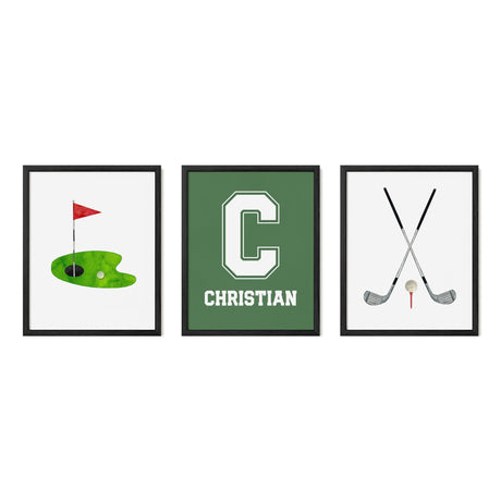 Custom Golf Wall Art – Personalized Name & Initial Print - threeowlsnook