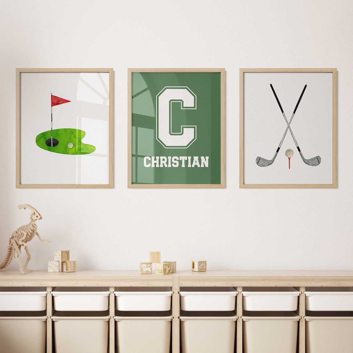 Custom Golf Wall Art – Personalized Name & Initial Print - threeowlsnook