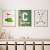 Custom Golf Wall Art – Personalized Name & Initial Print - threeowlsnook