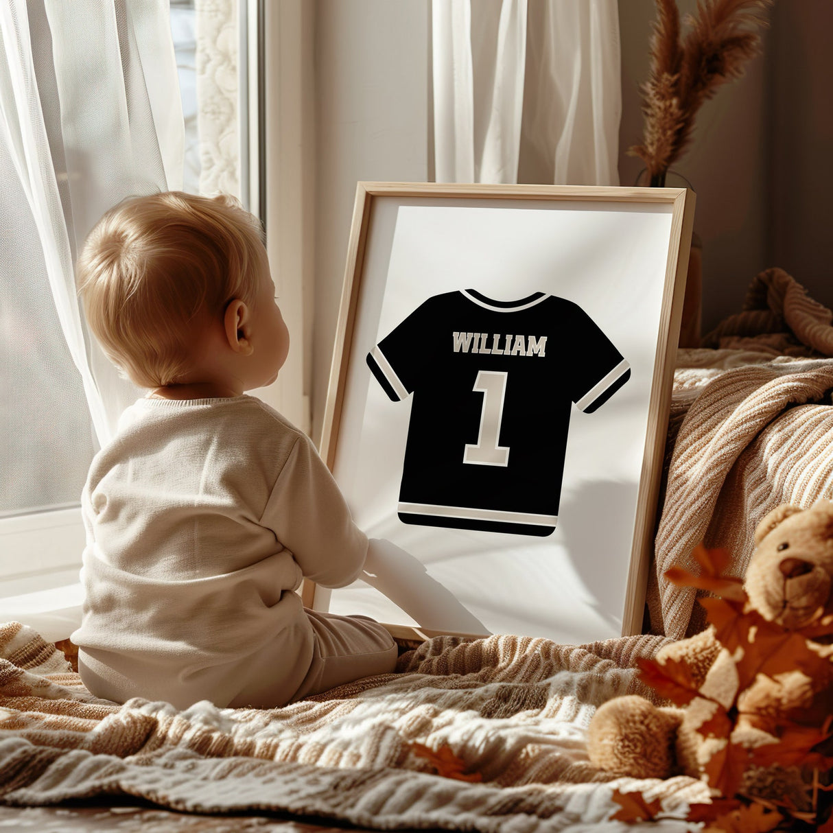 Custom Football Jersey Wall Art – Personalized Name and Number Print