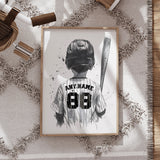 Custom Baseball Wall Art Set of 3 – Personalized Name & Number Sports Decor