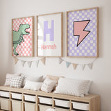 T-Rex & Lightning Bolt - Set of 3 Posters