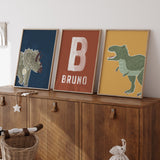 T-Rex & Triceratops Watercolor - Set of 3 Posters