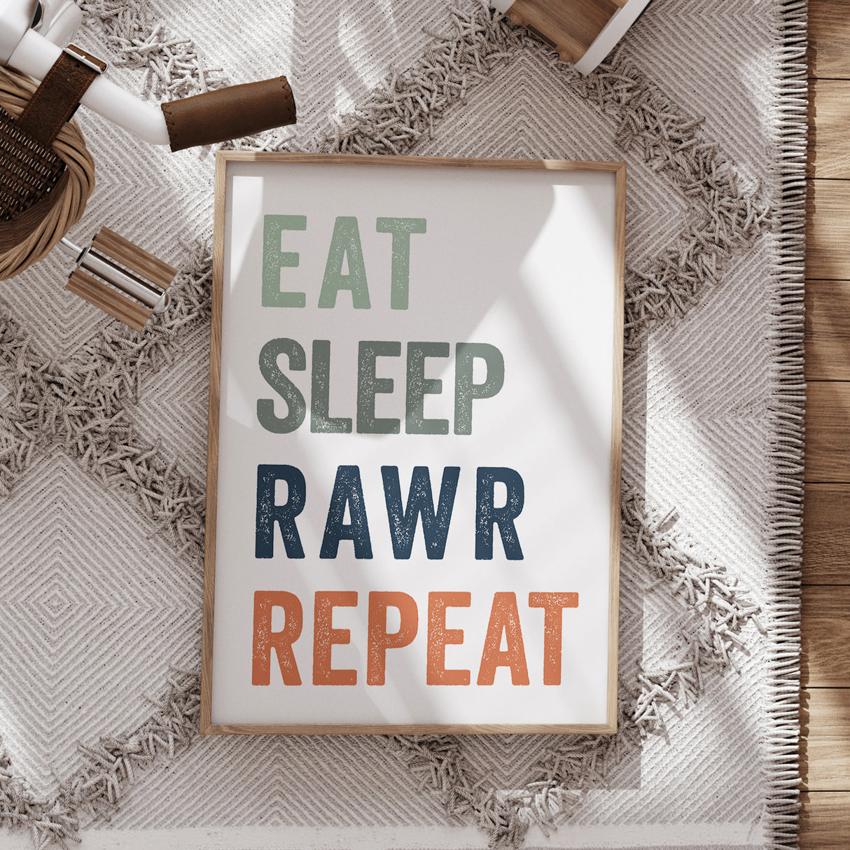 Eat Sleep Rawr Repeat Nursery Wall Art – Fun Dino Decor