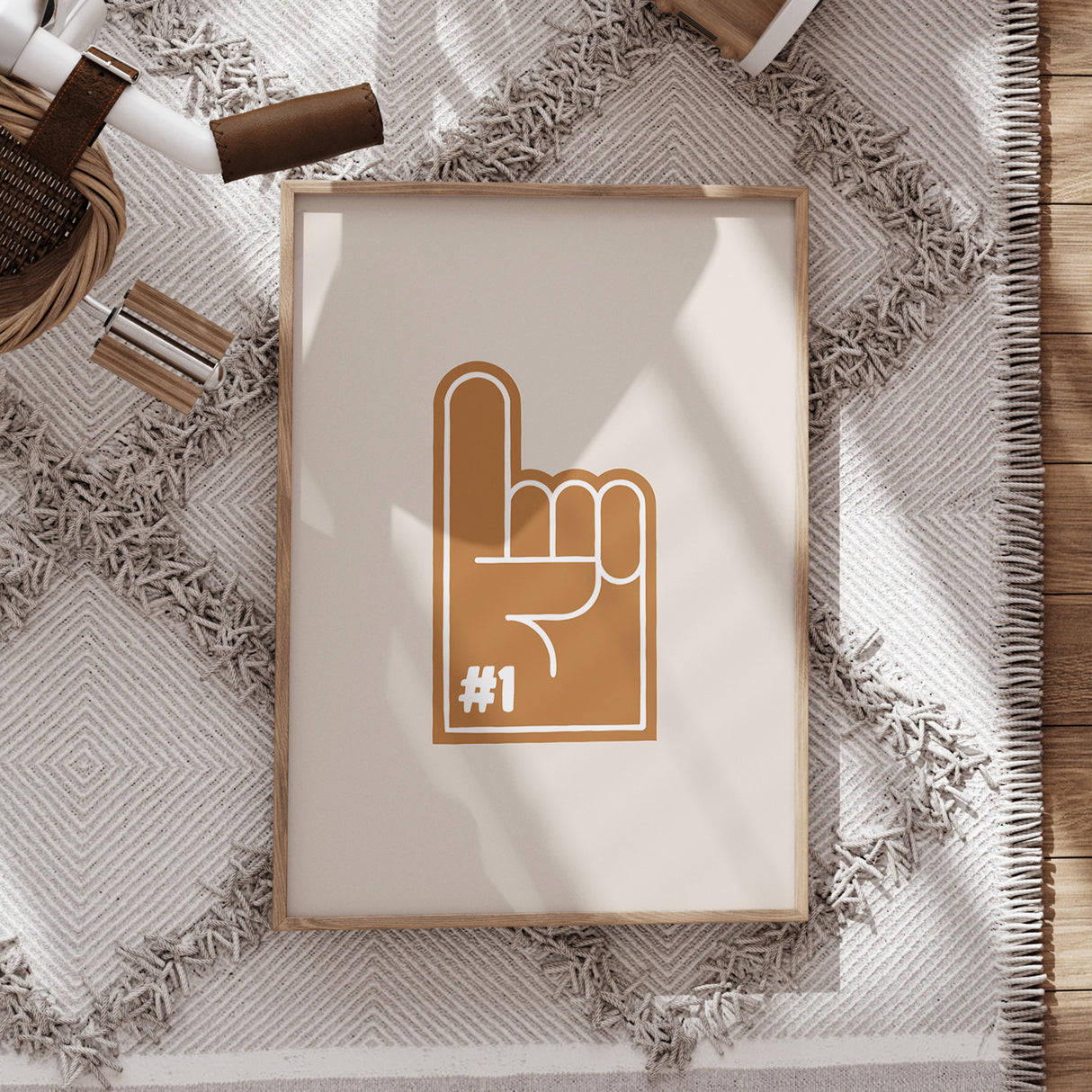 #1 Foam Finger Wall Art – Beige and Brown