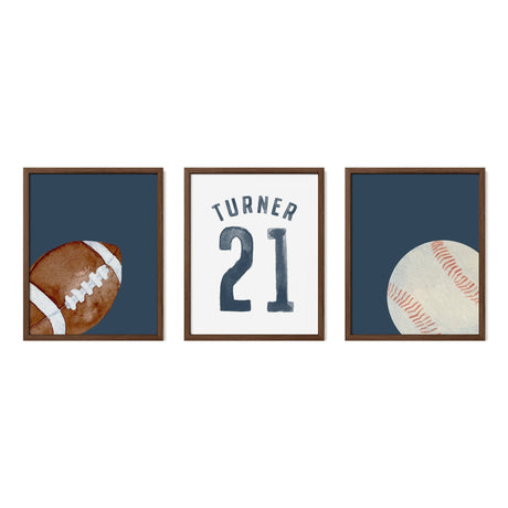Football & Baseball Wall Art – Custom Jersey, Ball Prints - threeowlsnook