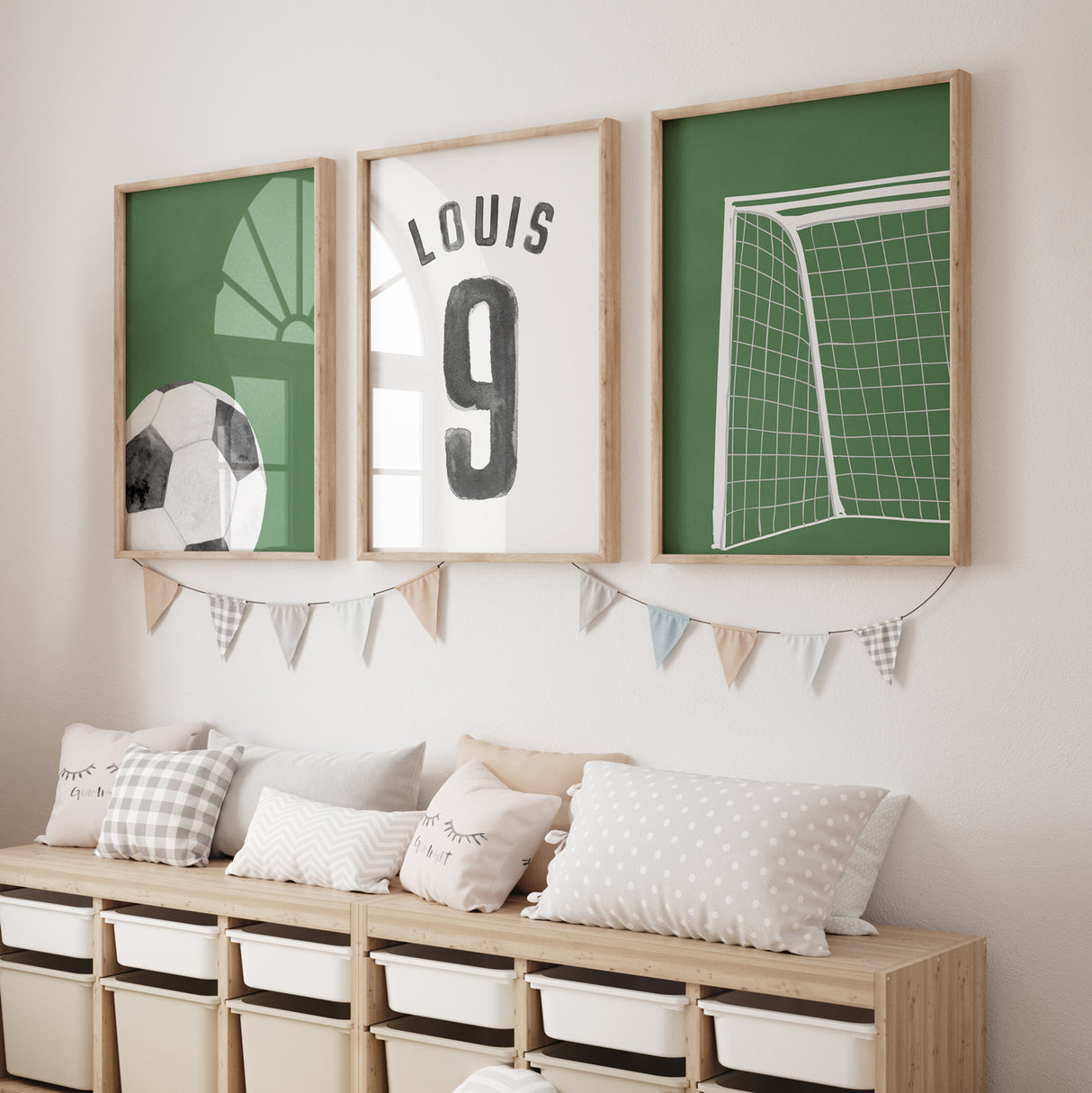 Soccer Green Watercolor - Set of 3 Posters