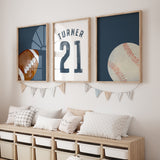 Football & Baseball Watercolor - Set of 3 Posters