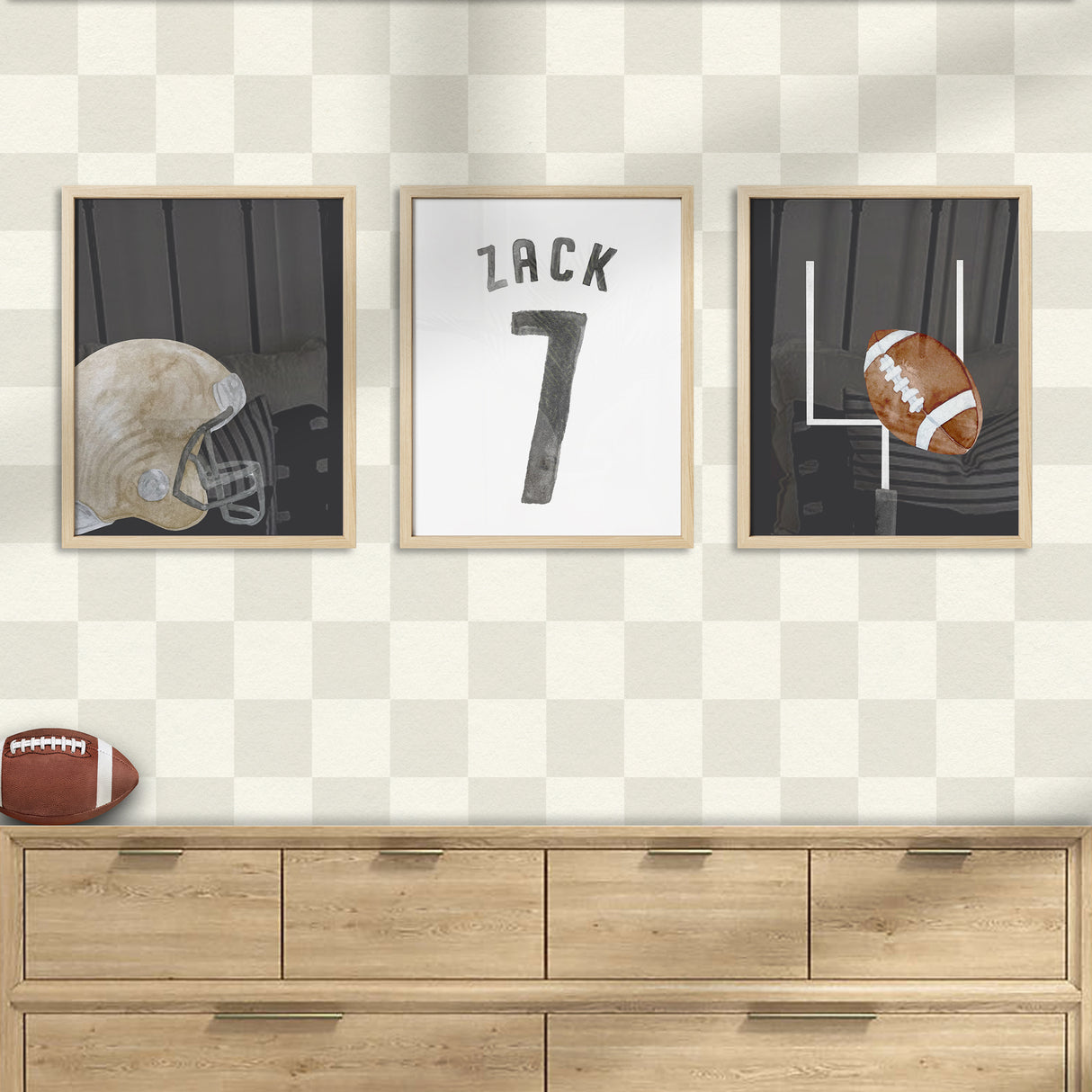 Watercolor Football Wall Art Set