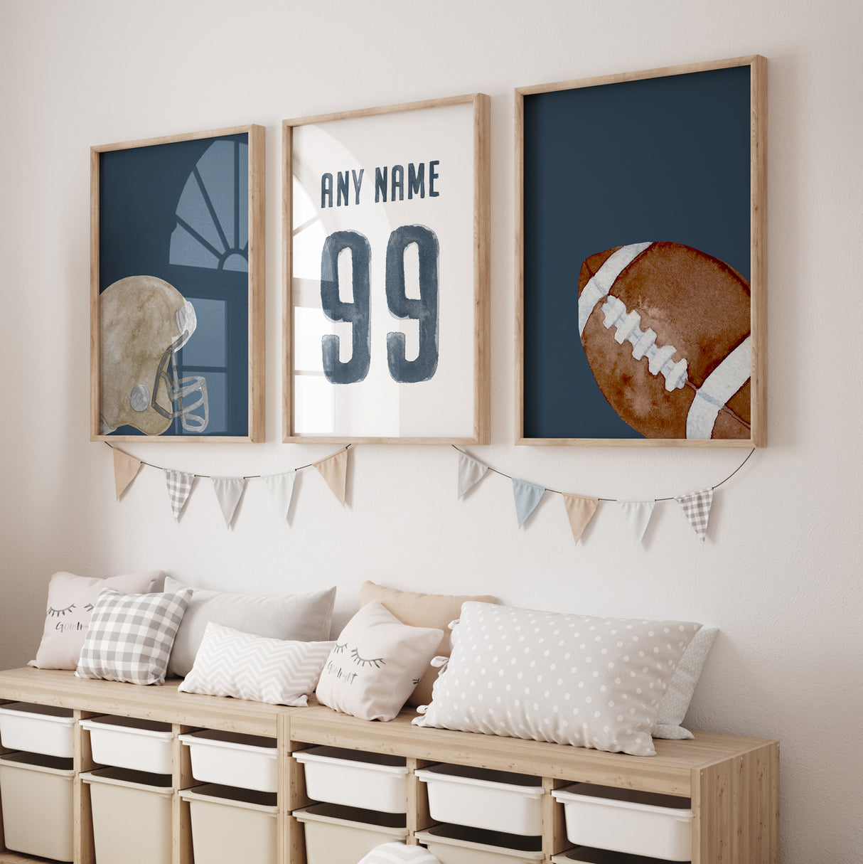 Football Watercolor - Set of 3 Posters