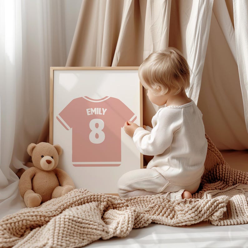 Custom Pink Soccer Jersey Print – Personalized Name & Number Art